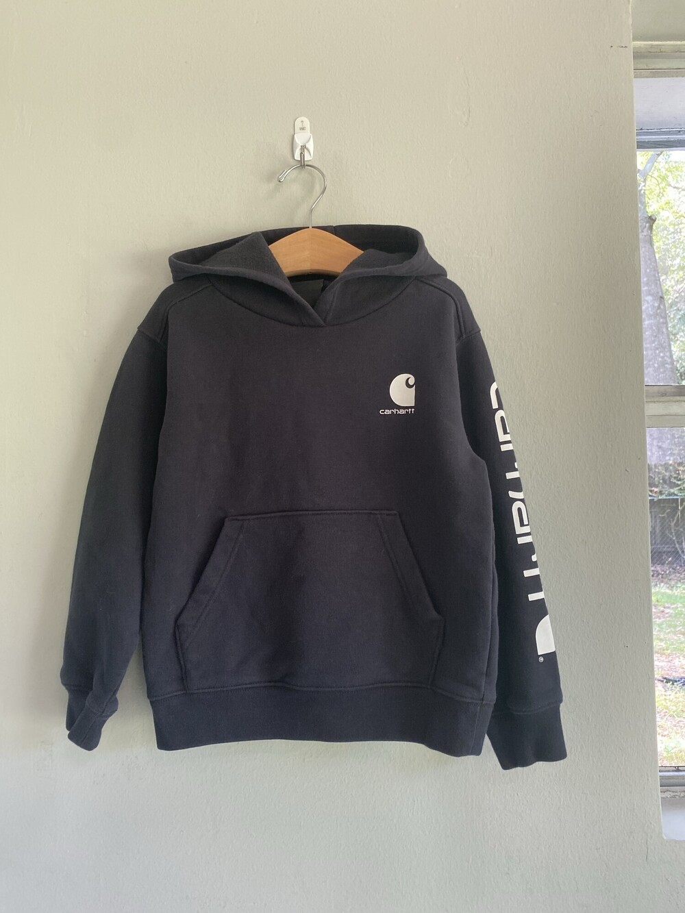 Carhartt Boys Black Logo Pullover Hoodie Size 6